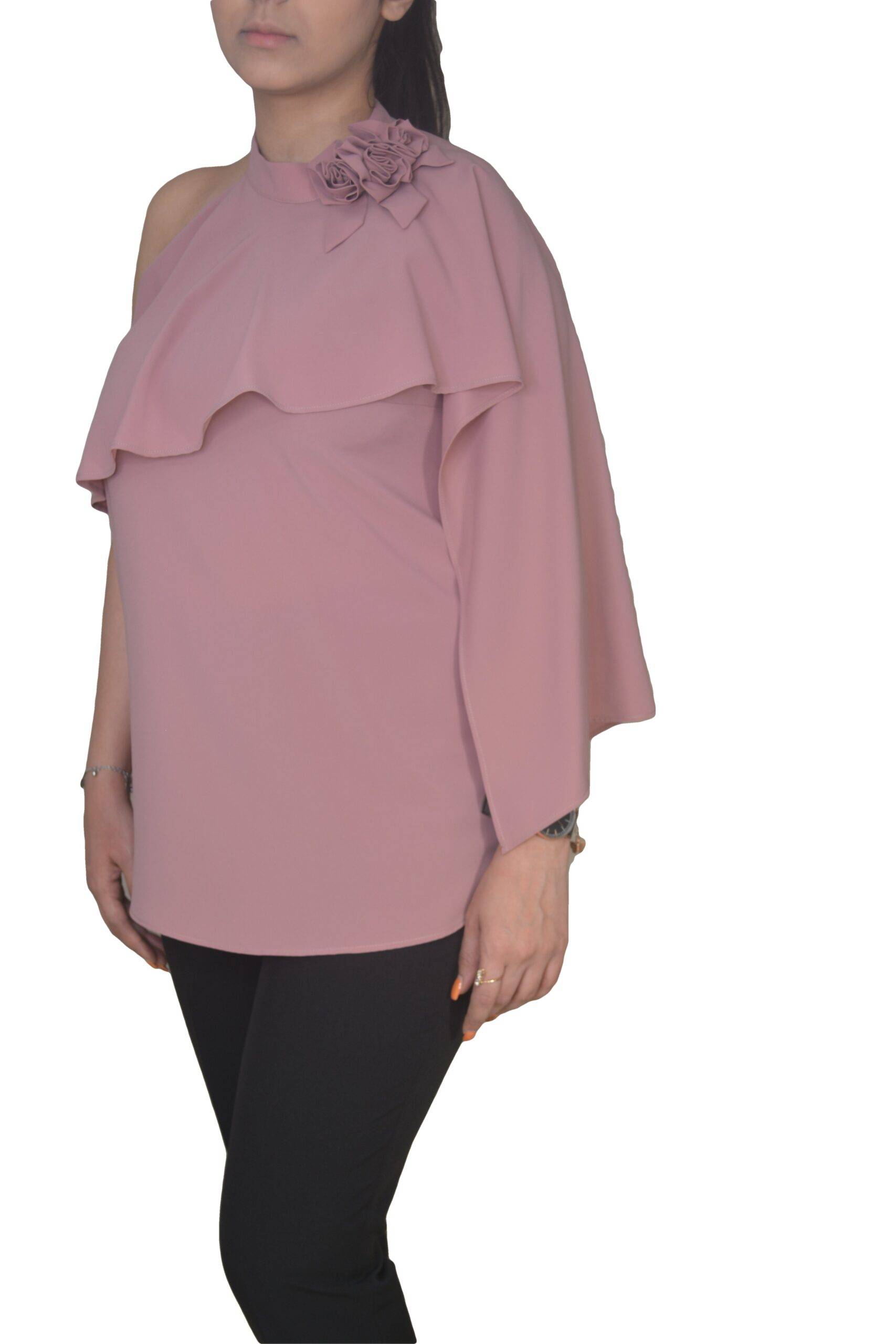 DSC_0037--2 شومیز نسکافه ای یک طرف آستین کد56192 BRMD