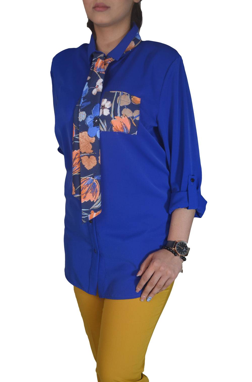 DSC_0009 شومیز یقه کراواتی جلوباز سایز بزرگ