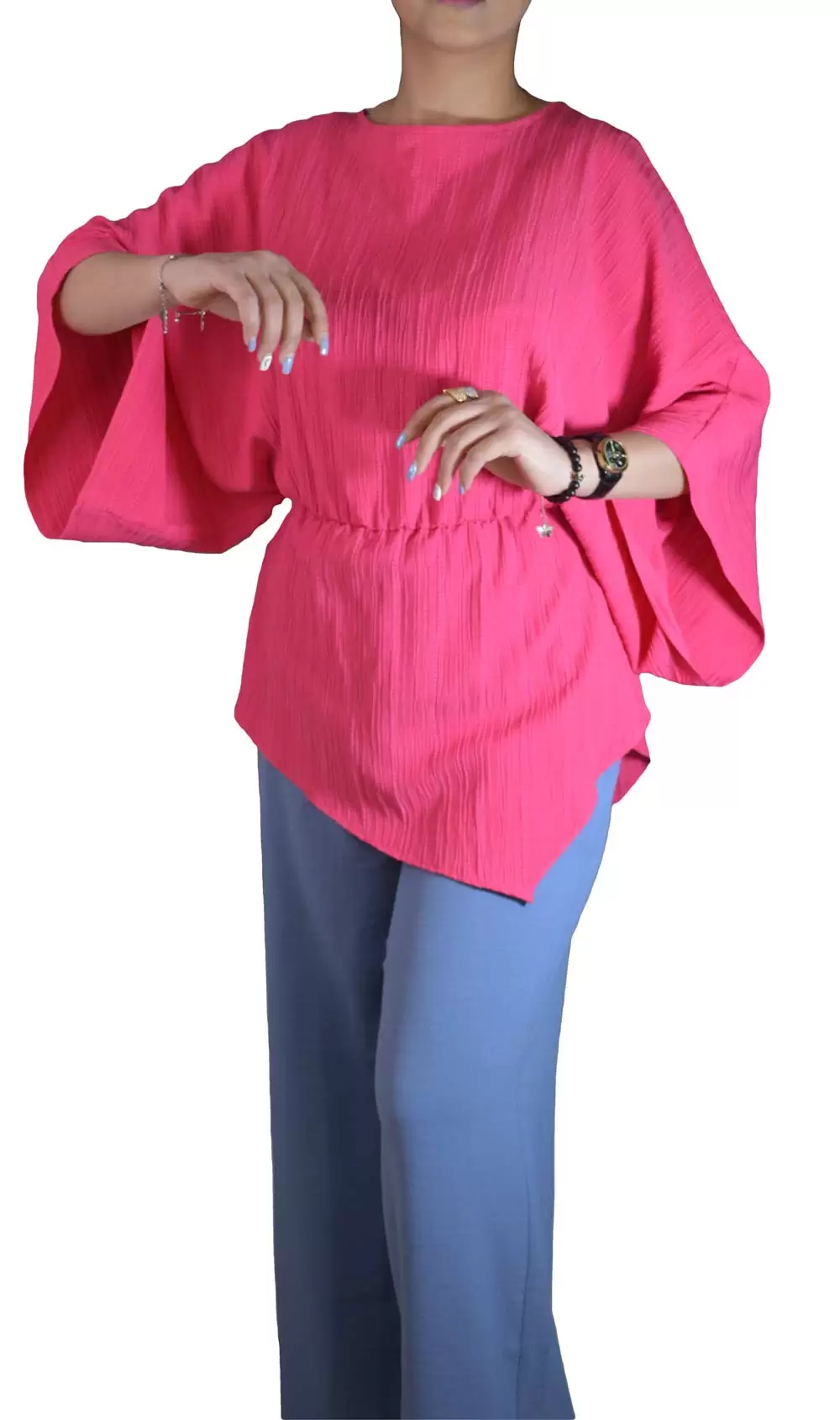 شومیز صورتی آستین کیمونو